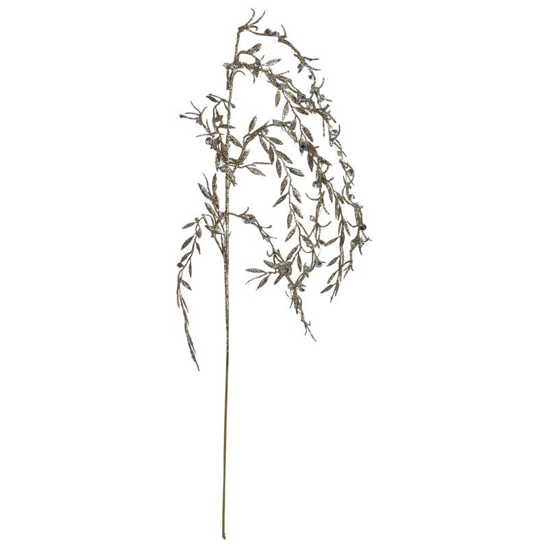 Northlight 41" Silver and Gold Glittered Willow Branch Christmas Spray, 1 of 4