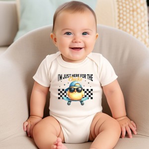 The Juniper Shop I'm Just Here For the Chicks Checkered Baby Short Sleeve Bodysuit - 1 of 4