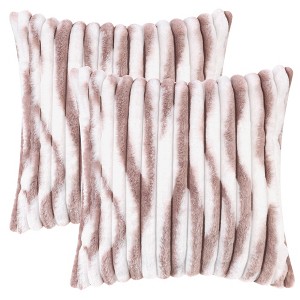 Unique Bargains Gradient Striped Tie Dye Faux Fur Plush Pillowcases 2 Pcs - 1 of 4