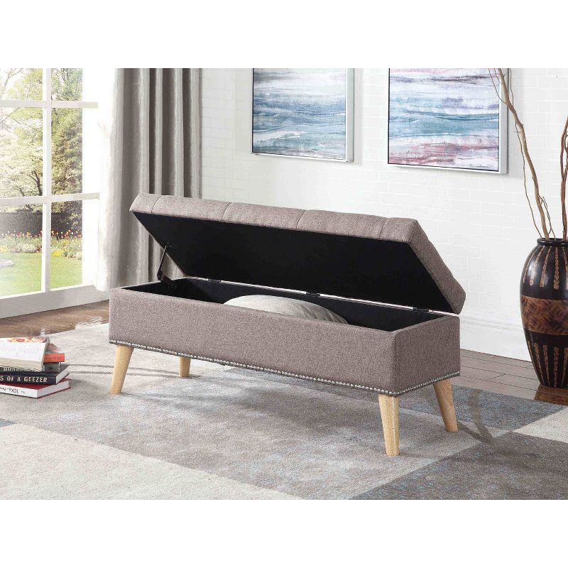 Tufted Storage Bench 17" - Gray - Ore International, 5 of 6