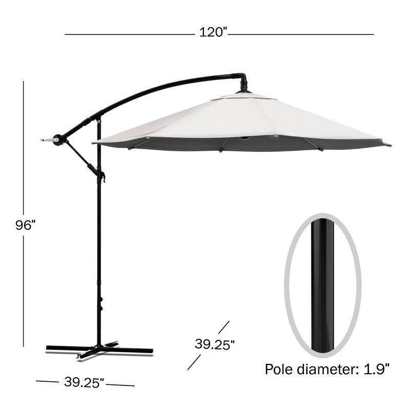 Offset 10&#39; x 10&#39; Aluminum Hanging Patio Umbrella Off-White - Pure Garden, 5 of 8