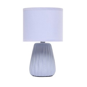 11.02" Mini Modern Ceramic Pastel Accent Bedside Table Desk Lamp with Matching Fabric Shade Periwinkle - Simple Designs - 1 of 4