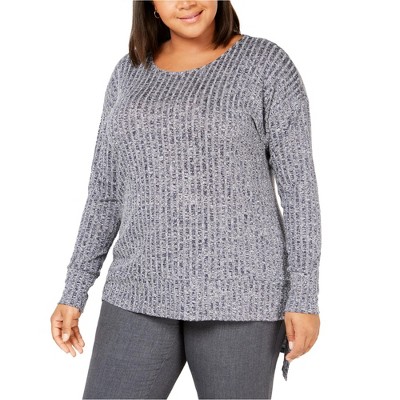 NY Collection Womens Asymmetrical Pullover Sweater