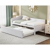 Twin Size Upholstered L-Shaped Daybed with Pop-Up Trundle, Beds Convertible to Larger Size, Wood Frame Space-Saving Style Bed-Baofuwish - 3 of 4