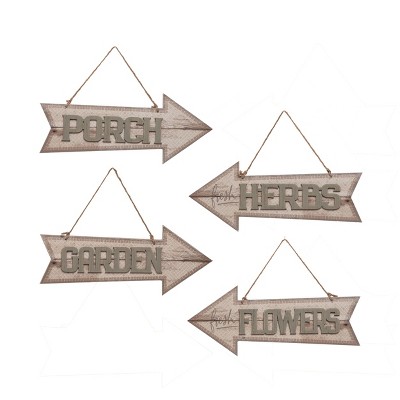 Transpac MDF Mosaic Arrow Sign Set of 4 Spring Home Decorations