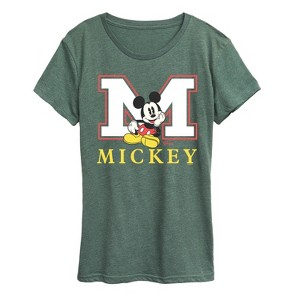 Women's - Disney - Mickey M Block Letter Short Sleeve Graphic T-Shirt - 1 of 4