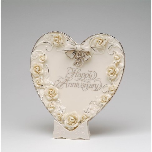 Kevins Gift Shoppe Ceramic 25th Anniversary Rose Heart Plate and Stand - image 1 of 3