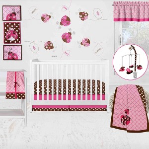 Bacati - Ladybugs Pink Chocolate 10 pc Crib Bedding Set with 2 Crib Fitted Sheets - 1 of 4