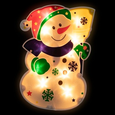 12.5" Multicolor Lighted Snowman Christmas Window Silhouette Decor