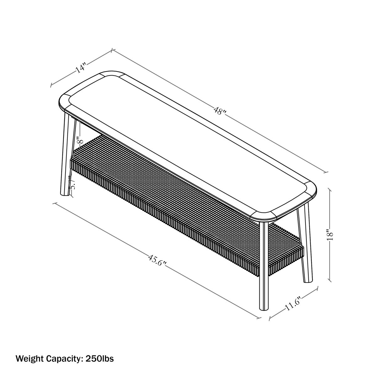 Alaterre Calais 48in Acacia Wood Bench, Chestnut - thumbnail 5