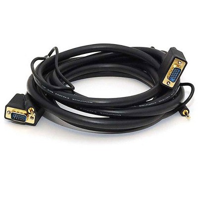 Monoprice 10ft Super VGA HD15 M/M CL2 Rated Cable w/ Stereo Audio and Triple Shielding (Gold Plated)