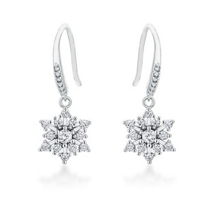 Slickblue Holiday CZ Snowflake Earrings for Women, Plated Gold/Silver, Silvertone, Elegant Drop Design - 1 of 2