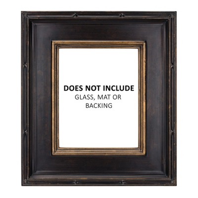 Antique Black and Gold Wood Wall Frame with Glass