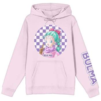 Dragon Ball Z Classic Bulma With Checkered Background Women's Pink Graphic Hoodie