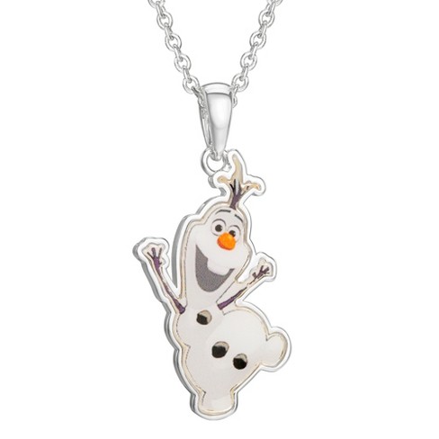 Disney Frozen Olaf The Snowman Fine Silver Plated Pendant Necklace, 16 + 2