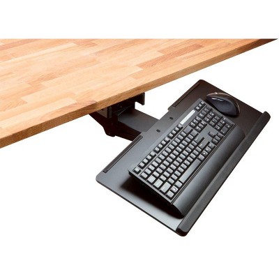 Black Adjustable Ergonomic Steel and Wood Keyboard Tray