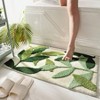 Green Leaf Bathroom Rug, Non - Slip Plush Shaggy Mat, Machine Washable, Absorbent Doormat 30x20. - 3 of 4