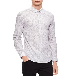 Calvin Klein Mens Chain Link Button Up Shirt, White, X-Large - 1 of 1