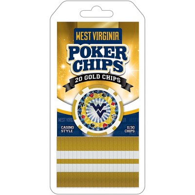 MasterPieces Casino Style 20 Piece 11.5 Gram Poker Chip Set NCAA West Virginia Mountaineers Gold Edition