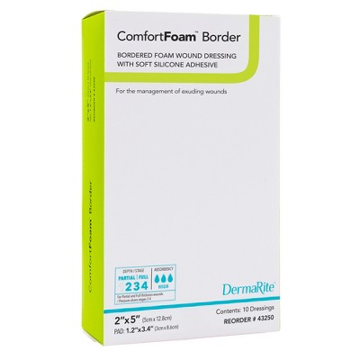 ComfortFoam Border Foam Dressing 2 X 5 Inch Rectangle Polyurethane Foam 43250 10 per Box
