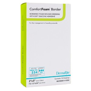 ComfortFoam Border Foam Dressing 2 X 5 Inch Rectangle Polyurethane Foam 43250 10 per Box - 1 of 1