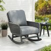 Lyngins Outdoor Rattan Nursery Rocking Chair with Wood Frame,Upholstered Glider Rocking Chair,Polyester Accent Chair for Living Room,Garden - 2 of 4