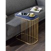 Aviena Accent Table Blue/Gold - Acme Furniture: Gold Frame, C-Shape, Living Room Side Table, Wood Composite - 2 of 3