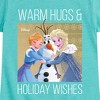 Girls' - Frozen 2 - Elsa Anna and Olaf Warm Hugs Holiday Wishes Fitted Short Sleeve Graphic T-Shirt - 2 of 4