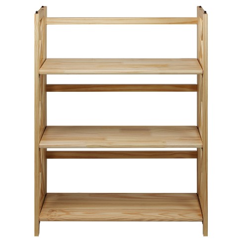 38 3 Shelf Folding Bookcase Natural, Casual Home Montego 3 Shelf Corner Bookcase With Storage