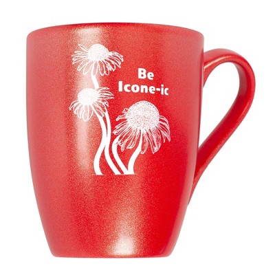 Elanze Designs Witty Floral Coffee Cup Mug 10 Ounce Ceramic With Shimmery Metallic Finish Be Icone-ic Coneflower Crimson Red