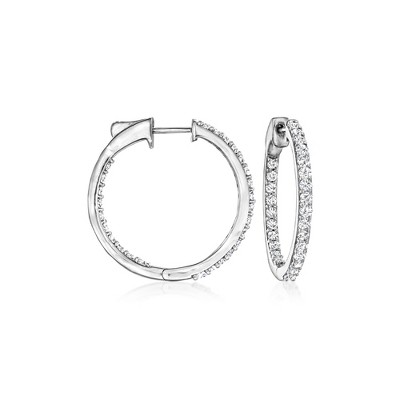 Ross-Simons 1.00 ct. t.w. Diamond Inside-Outside Hoop Earrings in Sterling Silver