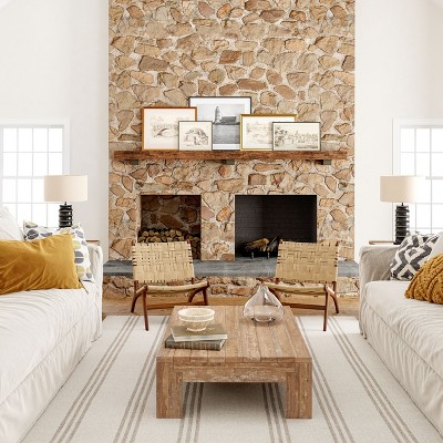 Lauren Liess Ivory and Beige Striped Wool 4' x 6' Area Rug
