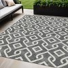 Black And Ivory Geometric Washable Indoor Outdoor Area Rug - 2 of 4