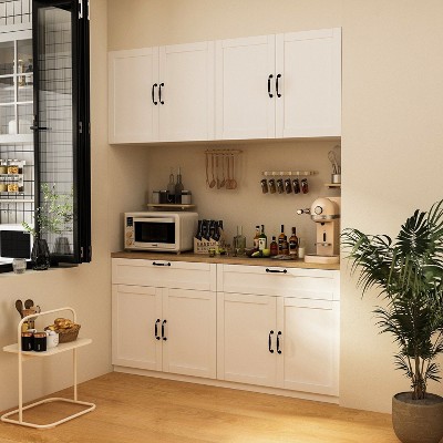 FUFU&GAGA Split Pantry Cabinet 2-Drawer Combo Kitchen Cabinet