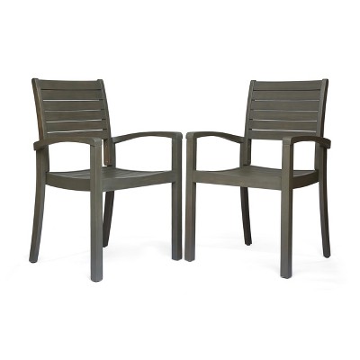 Miguel 2pk Acacia Wood Dining Chair - Gray - Christopher Knight Home