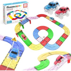 Magnetic Tiles Race Track Set with 2 Racing Cars, STEM Educational Building Toy for Kids Ages 3+ - 1 of 4