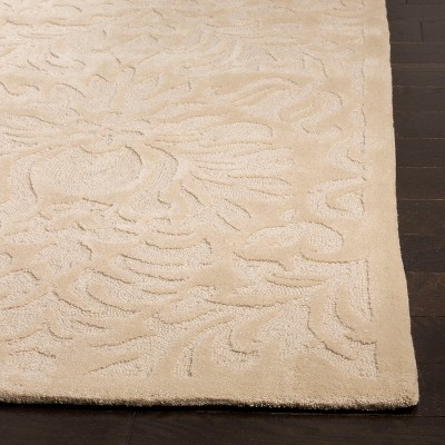 Ivory Hand-Knotted Wool and Synthetic Area Rug 3' x 5'