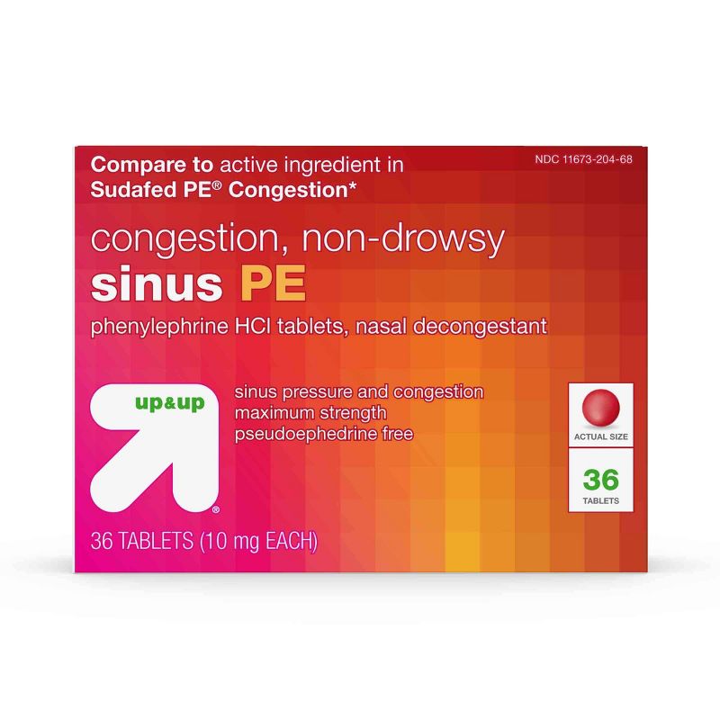 Sinus PE Non-Drowsy Congestion Relief Tablets - 36ct - up &#38; up&#8482;, 1 of 6