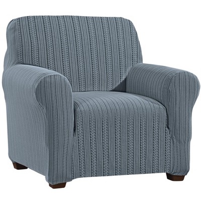 Collections Etc Striped Jacquard Stretch Furniture Cover Chair Dark   GUEST 75f50236 F0f8 41cf 87f0 4d18f0baeebe