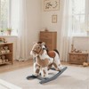 Rocking Horse, Kids Plush Animal Rocker with Realistic Sound for Toddlers, Soft Filling Ride on Horse with Rabbit Toy, Brown - 2 of 4