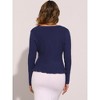 Allegra K Women's Long Sleeve Buttons Stretchy Ruffle V Neck Sweater Cardigan - 3 of 4