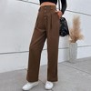 Women's Straight Leg Suit Pants Pleated Dress Pants for Women High Waist Business Casual Long Trousers Pant with Button Detail - 3 of 4