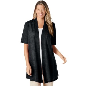 Woman Within Plus Size Lightweight Open Front Cardigan - 1 of 4