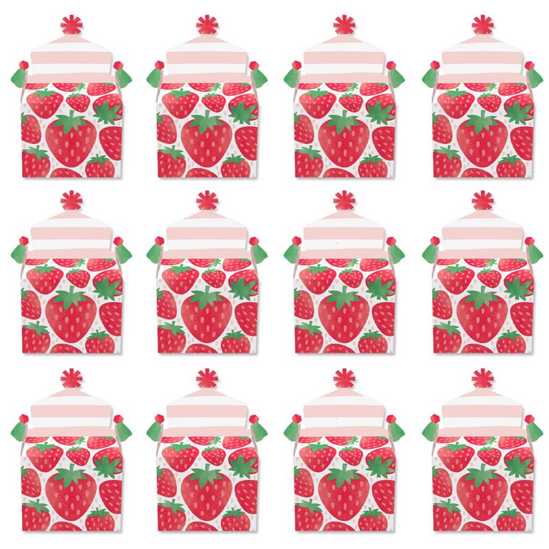 Big Dot of Happiness Berry Sweet Strawberry - Treat Box Party Favors - Fruit Themed Birthday Party or Baby Shower Goodie Gable Boxes - Set of 12, 5 of 9