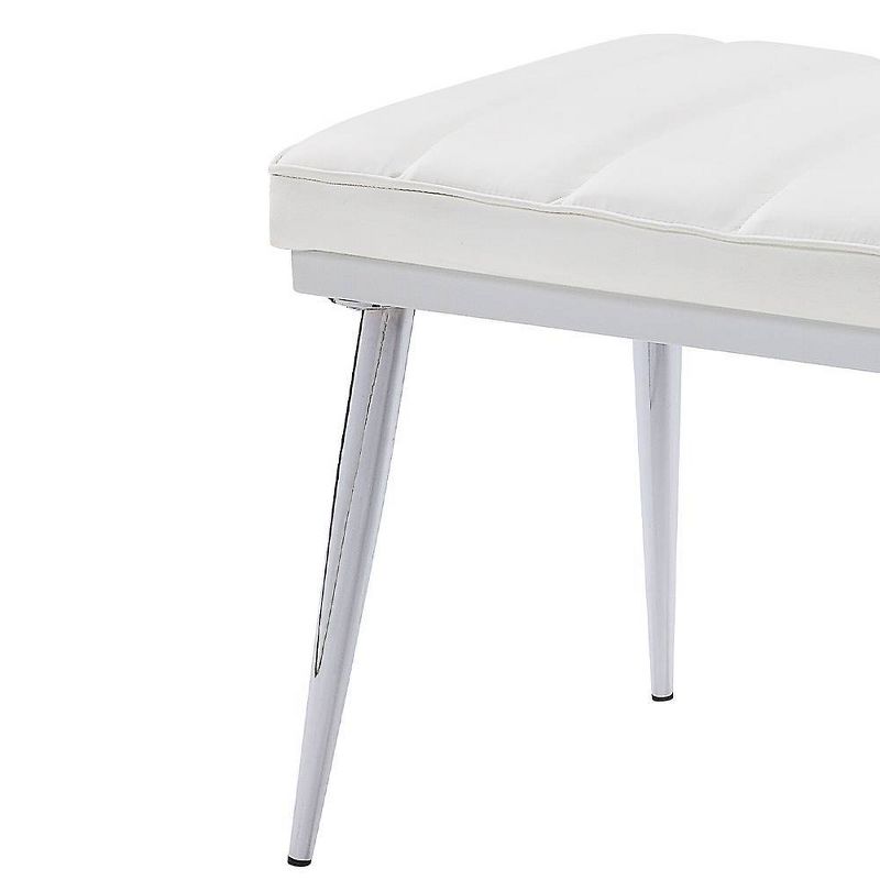 Weizor Bench White Faux Leather/Chrome - Acme Furniture, 4 of 7
