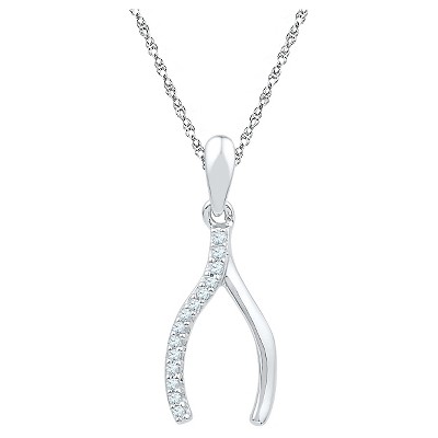 1/20 CT. T.W. Round White Diamond Prong Set Wishbone Pendant in Sterling Silver (18" IJ-I2-I3)