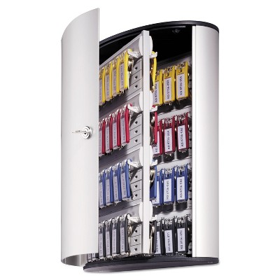 Brushed Aluminum 72-Key Locking Cabinet with Adjustable Key Rails