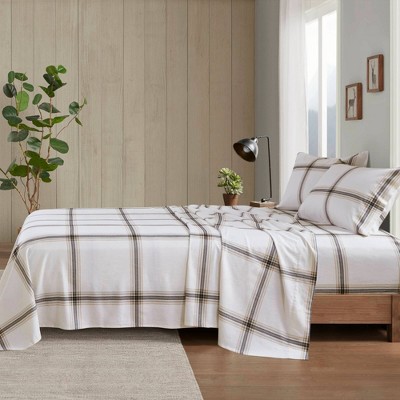 Full Blue Plaid Cotton Flannel Bedding Set