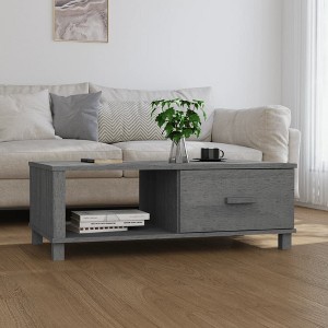 vidaXL Coffee Table Dark Grey Solid pinewood, MDF 39.4 x 21.7 x 13.8 in - 1 of 4
