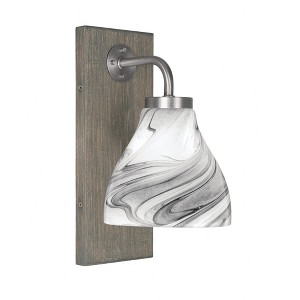 Toltec Lighting Oxbridge 1 - Light Sconce in  Graphite/Distressed Wood with 6.25" Onyx Swirl Shade - 1 of 1